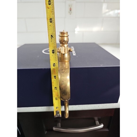 Solid Brass Christmas Stocking Hanger Snowman Vintage - Picture 5 of 5